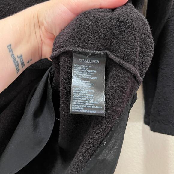 Urban Outfitters Black Terry Cloth Sheer Ruffle Hem 3/4 Sleeve Blouse Size Small - Picture 5 of 7